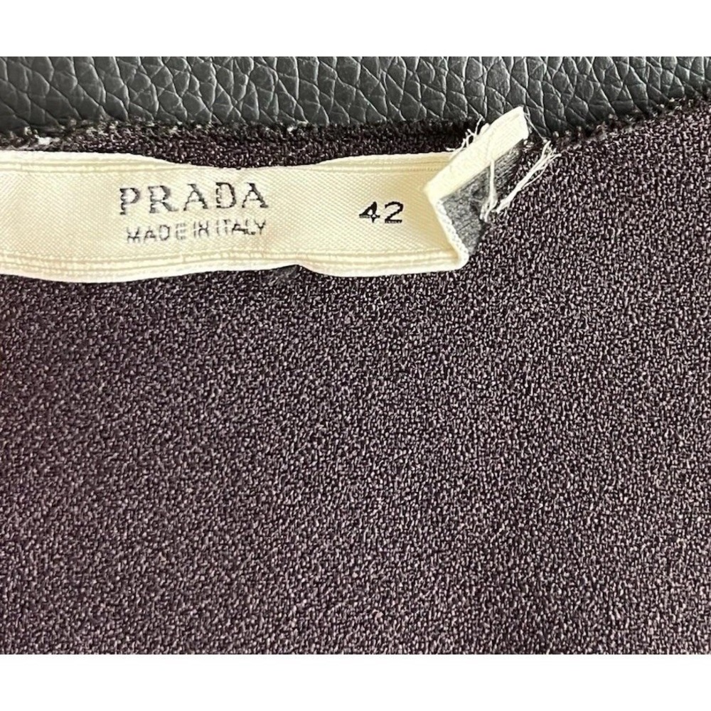 Prada 2007 Archival Brown Crepe V-Neck Midi Dress IT 42 US 6-8 A-Line Flare Luxe - Picture 4 of 13
